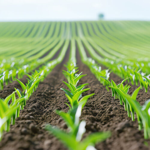 young plants in a field, AI generated image